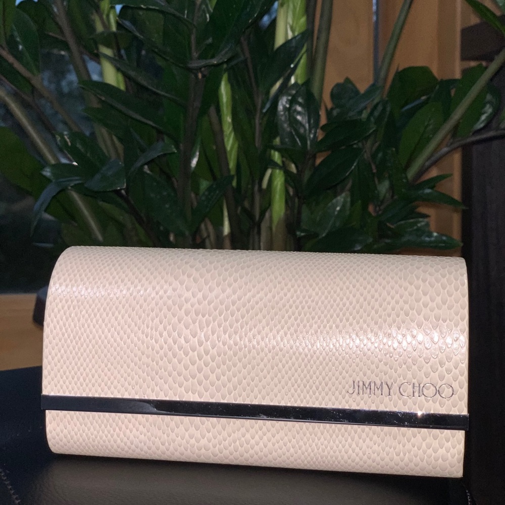 JimmyChoo Ivory Snakeskin Hardshell SunglassesCase